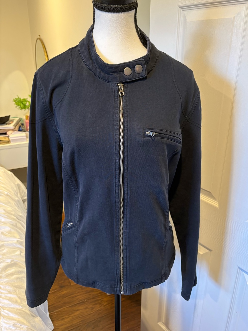 Lane Bryant Navy Moto Zip Front Jacket Size 18 Lightweight Utility